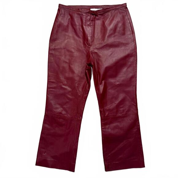 Newport News Pants - Vintage Y2K Newport News Cranberry Genuine Leather Pants 12